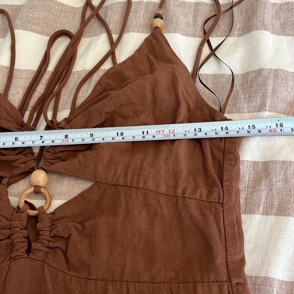 Zara Women Rustic Camisole Midi Brown Dress Size Small. Linen Blend - Picture 10 of 14
